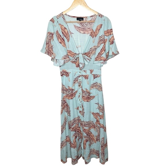 Lucy Paris Palm Leaf Dress Cutout Midi Small - Picture 12 of 13